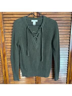 L.O.G.G. Women's Green V-Neck Sweater - Size XS Long Sleeve